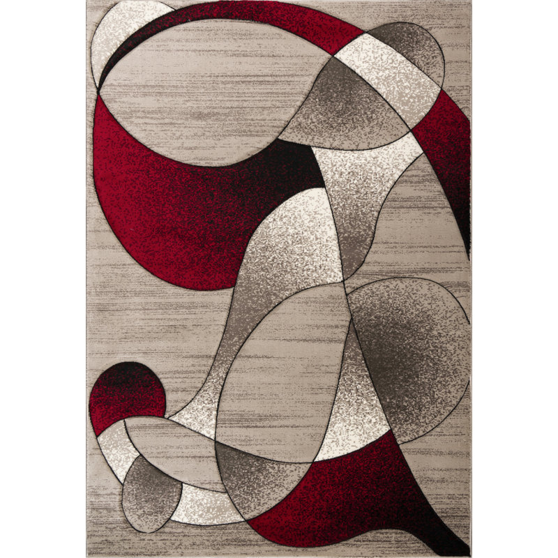 Wrought Studio Nekizia Abstract Gray/Red Area Rug Wayfair